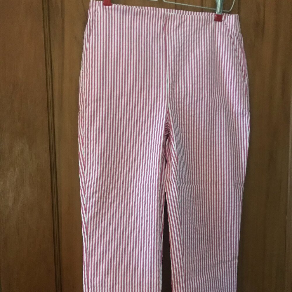 R Renuar Pink seersucker Capri Pants, size 2